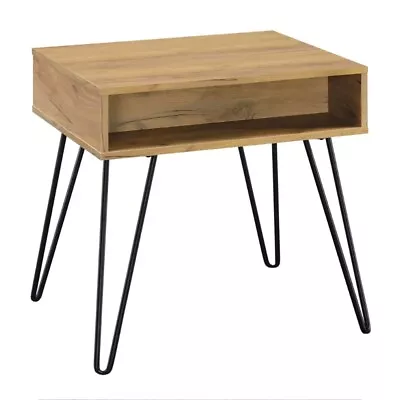 Fanning Rustic Square End Table With Open Compartment Golden Oak And Black • $135