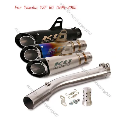 For Yamaha YZF R6 R6s 1998-2005 Slip On Exhaust System Middle Link Tube Escape • $140.55