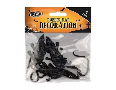 Pack Of 4 Mini Black Rats Mice Halloween Party Table Props Horror Decorations • £3.99