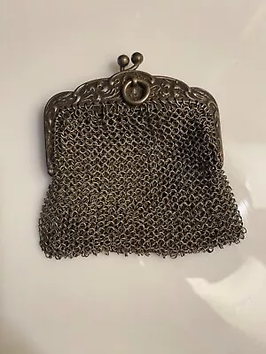 Vintage Chainmail Silver Mesh Coin Purse Rare Double Compartment • $40