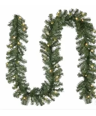 National Tree Company Pre-Lit Artificial Christmas Garland Green Spruce 9ft NWT • $34.99