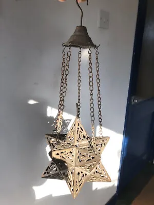 Lovely Hand Made Egyptian Brass Hanging Lamp Candle Light Pendant Lantern. • £120