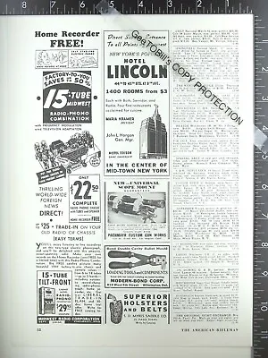 $11 • Buy 1940 ADS 15 Vacuum Tube Radio Chassis Tilt Front Radio Hotel Lincoln New York NY