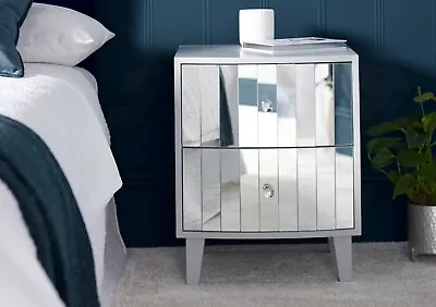 Mirror Modern Sorrento 2 Drw Bedside Table By Time4Sleep New • £149