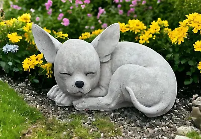 Sleeping Chihuahua Statue Concrete Dog Sculpture Garden Pet Memorial Decor 6  • $89