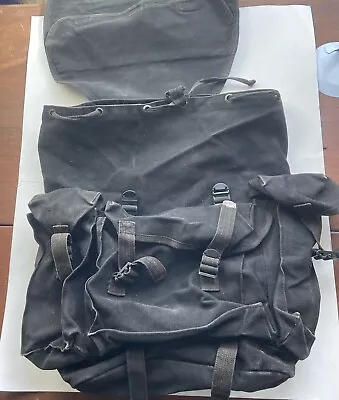 Vintage Rucksack Backpack Tool Bag Army Style Black 100% Cotton • $70