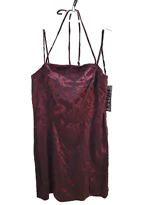 NWT Vintage 11/12 Red And Black Velvet Strappy Party Dress City Triangles • $17.99