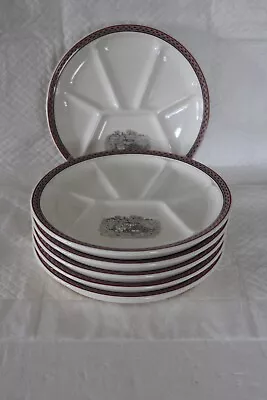 £25 • Buy Boxed Set Of 6 Gien Les Menus Marie Boitard Fondue 5 Section 22cm Plates  - VGC