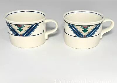 Mikasa Intaglio Tahoe CAC32 Coffee Mug Tea Cup Set Of 2 Japan White Blue Pattern • $12.99
