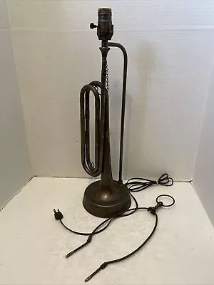 Vintage*Brass Trumpet Table Lamp W/Harp*21.5  Tall*Tested/Working • $114.32