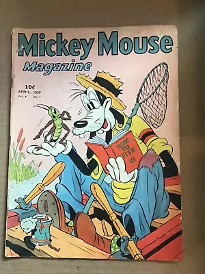 Walt Disney Mickey Mouse Magazine Vol 4 #7 April 1939 Goofy Cover Scarce • $350