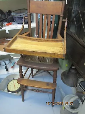 Vintage Antique Child Baby Solid Wood High Chair With Tray - Nice!! PICK UP ONLY • $195