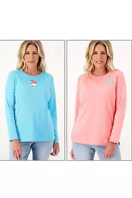 Quacker Factory Spring Holiday Set Of 2 Long Sleeve Tops Gnome • $34.99