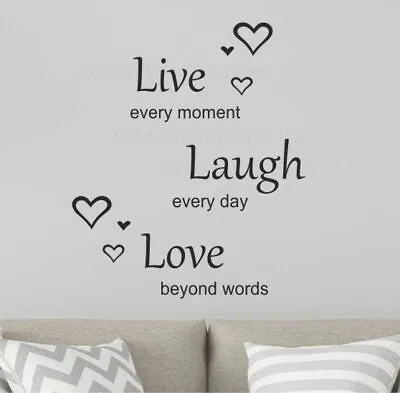£4.99 • Buy Live Laugh Love Vinyl Wall Sticker Quote Decal Wall Art FREE P&P