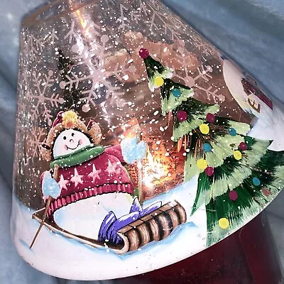 £16.52 • Buy Vintage YANKEE CANDLE  Crackle Glass SHADE Snowman Welcome Sled Christmas Tree
