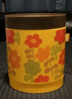 Vintage Ice Bucket Alladinware Yellow & Red Flowers With Brown Lid. • $15.96