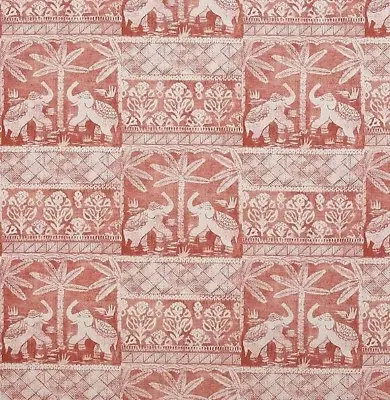 £193.99 • Buy Jane Churchill Fabric 'ELEPHANT PARADE - PALE RED' 6.4 METRES LINEN/VISCOSE MIX