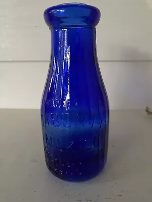 Vintage Liberty Milk Co. Buffalo NY Cobalt Blue One Pint Ribbed Glass Bottle • $6.95