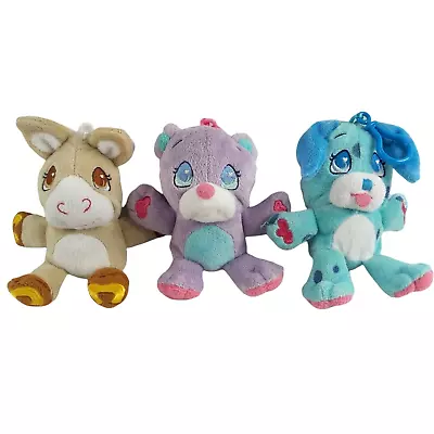 Wuggle Pets Plush Keychain Lot Purple Bear Blue Dog Tan Horse Backpack Bag Clip • $14.99