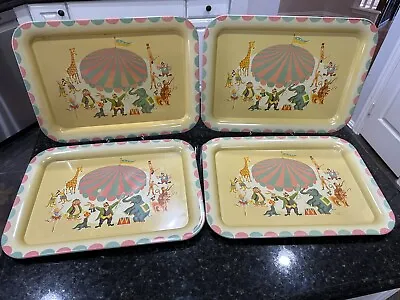 Vintage '60's CIRCUS Metal Lap TV Trays Under The Big Top Tent Animals Performer • $54.95