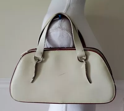 Vintage Francesco Biasia Women's Ivory Leather Triple Compartment Shoulder Bag • $16.80