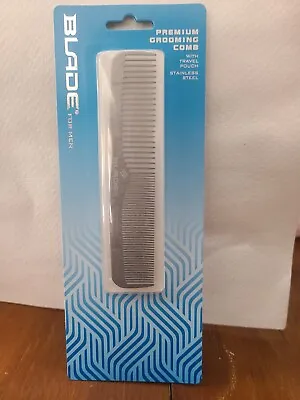 Blade For Men Premium Grooming Comb Stainless Steel With Travel Pouch New • $8