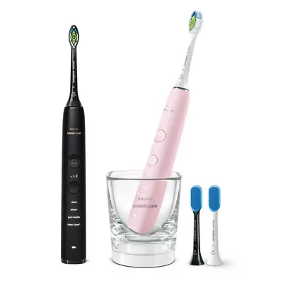 2pc Philips 9000 Diamond Clean  Electric Toothbrush Rechargeable W/ Heads BK/PK • $649.95