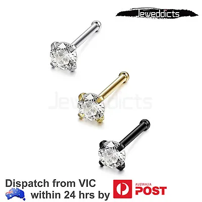 $4.99 • Buy 2PCS Stainless Steel Nose Rings Studs Piercing Ear Attractive Body Jewellery