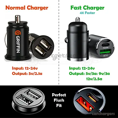 OFFICIAL GRIFFIN USB In Car DUAL Charger Cigarette Lighter Adapter All Phones • £7.49