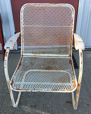 Steel Metal Outdoor Lawn Patio Chair Vintage Rocking Bounce Spring Mesh • $22.99
