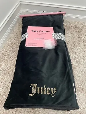 Juicy Couture GOLD Logo Plush Throw Blanket 50 X60  New With Tag Faux Rabbit Fur • $55