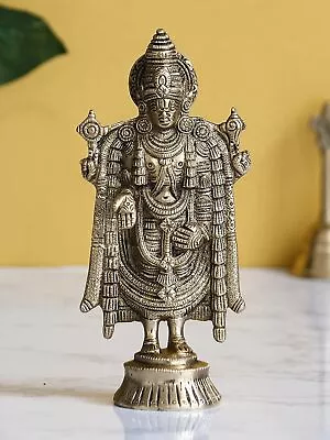 Golden Brass Tirupati Balaji Statue Idol Lord Venkateswara Balaji Statue Gift • $64.99