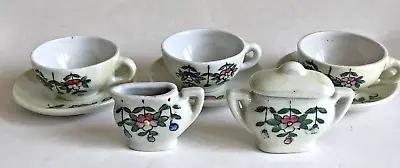 Floral Japan Miniature China Doll Play Tea Set 3 Cups/Saucers Sugar Creamer • $8.98