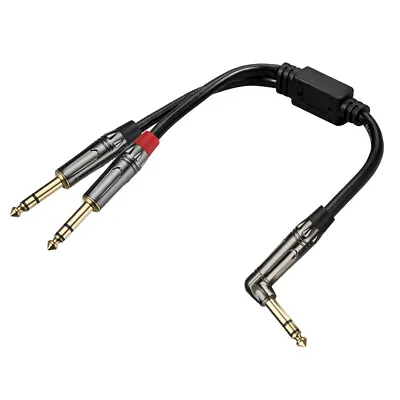 1/4 TRS (Right Angle) To Dual 1/4 TRS Stereo To Stereo Splitter Y Cable  • $18.48
