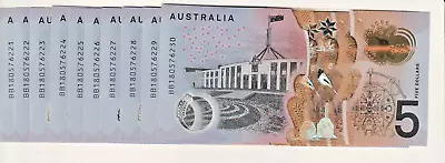 2018 Australia $5 Dollars - 10 X Consecutive Banknote - R226 - UNC # 31272 • $98