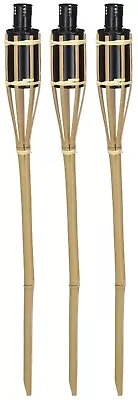 3 X 2ft Outdoor Garden Bamboo Torch Lantern Oil Paraffin Lighting Burner • £12.99