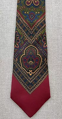 Vintage A. Sulka & Company Silk Tie Multicolor Paisley Red Border 3.25  X 57.5  • $24