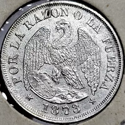 1873 Chile 20 Centavos .835 Silver Km# 138.1 Weight 4.8 Grams • $25