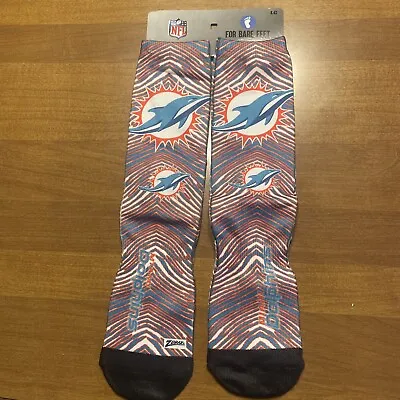 Zubaz NFL Adults Miami Dolphins For Bare Feet Socks Polyester Men's Large 10-13 • $15.99