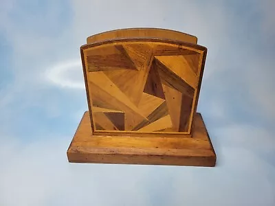 Vintage Wooden MCM Napkin Holder Parquet Look • $9.99