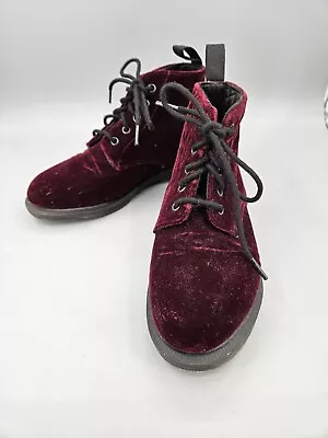 Dr Martens Lana Boots  Red Velvet Casual Round Toe Size 7 Womens • $48.89