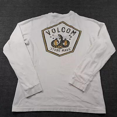 Volcom Stone Made T-Shirt Long Sleeve Mens Size Medium White Crew Neck • $11.99