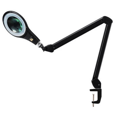 $45.99 • Buy LED Magnifying Glass Desk Lamp 2.25x Magnification Flexible Arm & Clamp Black