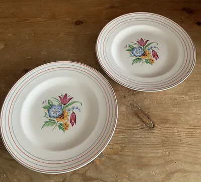 2 Vintage Midwinter Stylecraft Tea Plates Cake Dessert Floral 1950s • £10.99