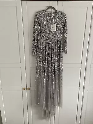 Maya Sequin Delicate Long Sleeve Bridesmaid Maxi Dress SIZE 14 NEW RRP £195 • £95