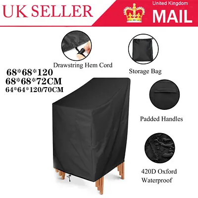 Stacking Chair Cover Waterproof Quality UV Outdoor Garden Patio Furniture 420D. • £7.99