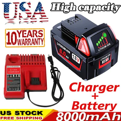 18V Battery For Milwaukee M18 Fuel 48-11-1860 XC 8.0Ah M18 M12 Rapid Charger • $43.98