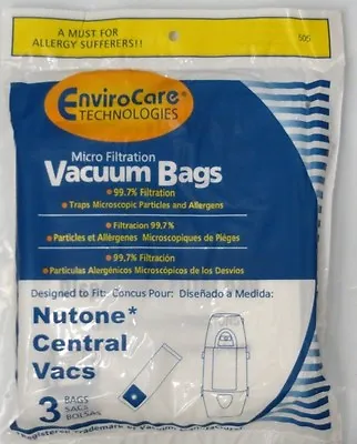 3 NuTone Central Vacuum Bags 391 CF391 6/gal Allergen By Envirocare • $9.99