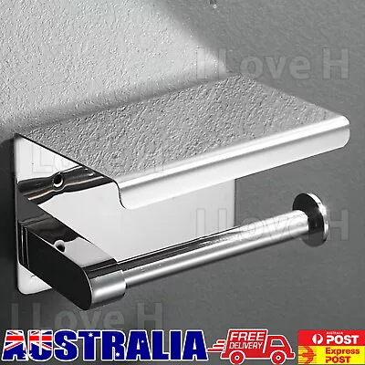 $16.92 • Buy 304 Stainless Steel Toilet Roll Holder Paper With Shelf Bathroom LOVE