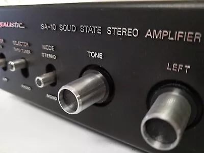 Vintage Realistic SA-10 31-1982B Black & Wood 12W Solid State Stereo Amplifier • $20